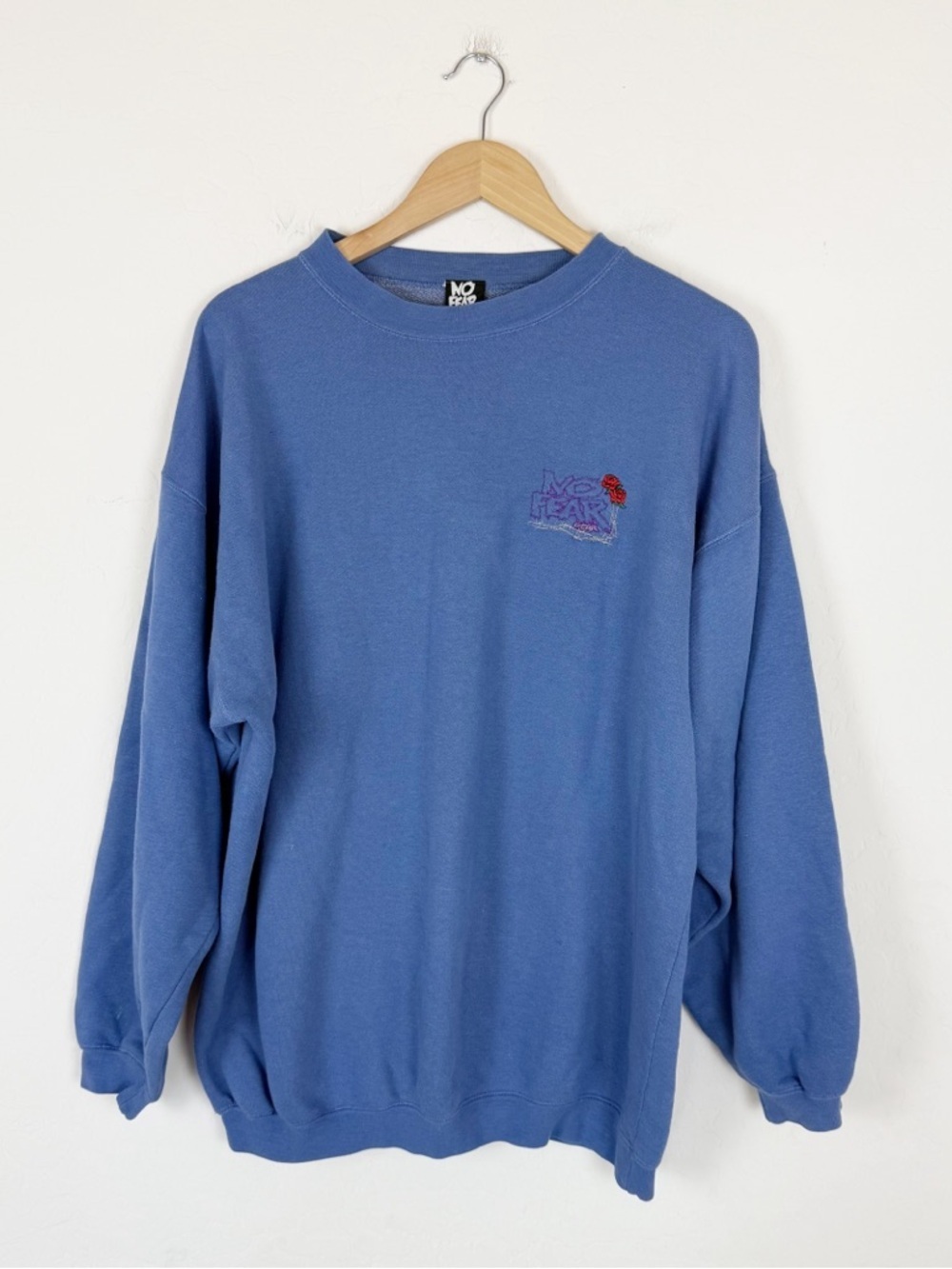 Rare Vintage 90s No Fear "Rose & Barbed Wire" Embroidered Crewneck